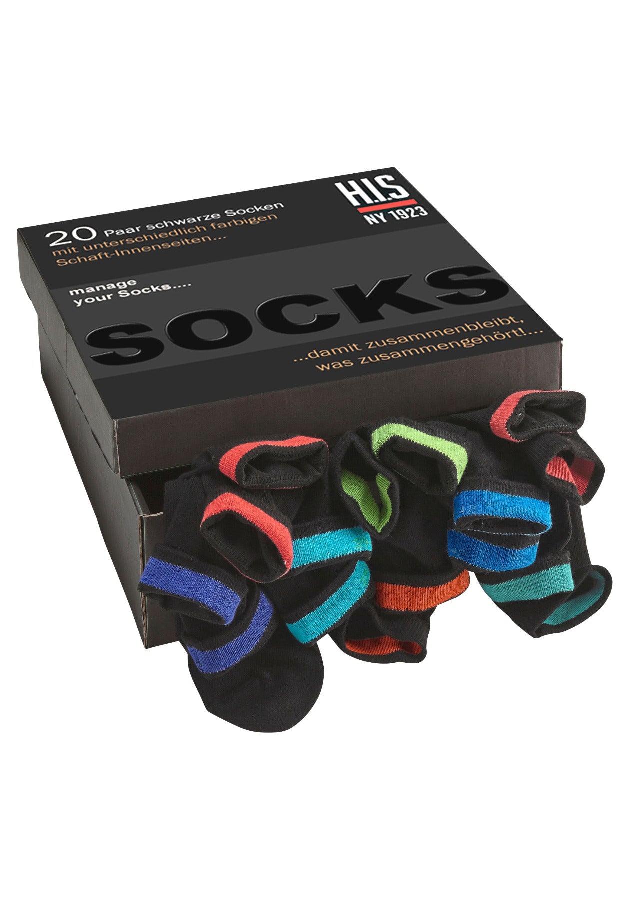 H.I.S Herren-Socken (20er) mit farbigem Innen-Ring 